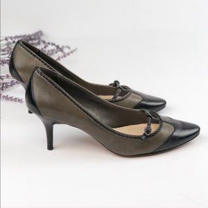 Cole Haan Leather Black & Beige Midi Heels